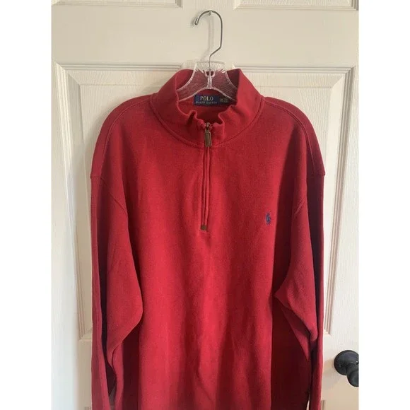 Polo Ralph Lauren 1/4 Zip Sweater Men 2XB Big Tall Red Pullover - Picture 4 of 10